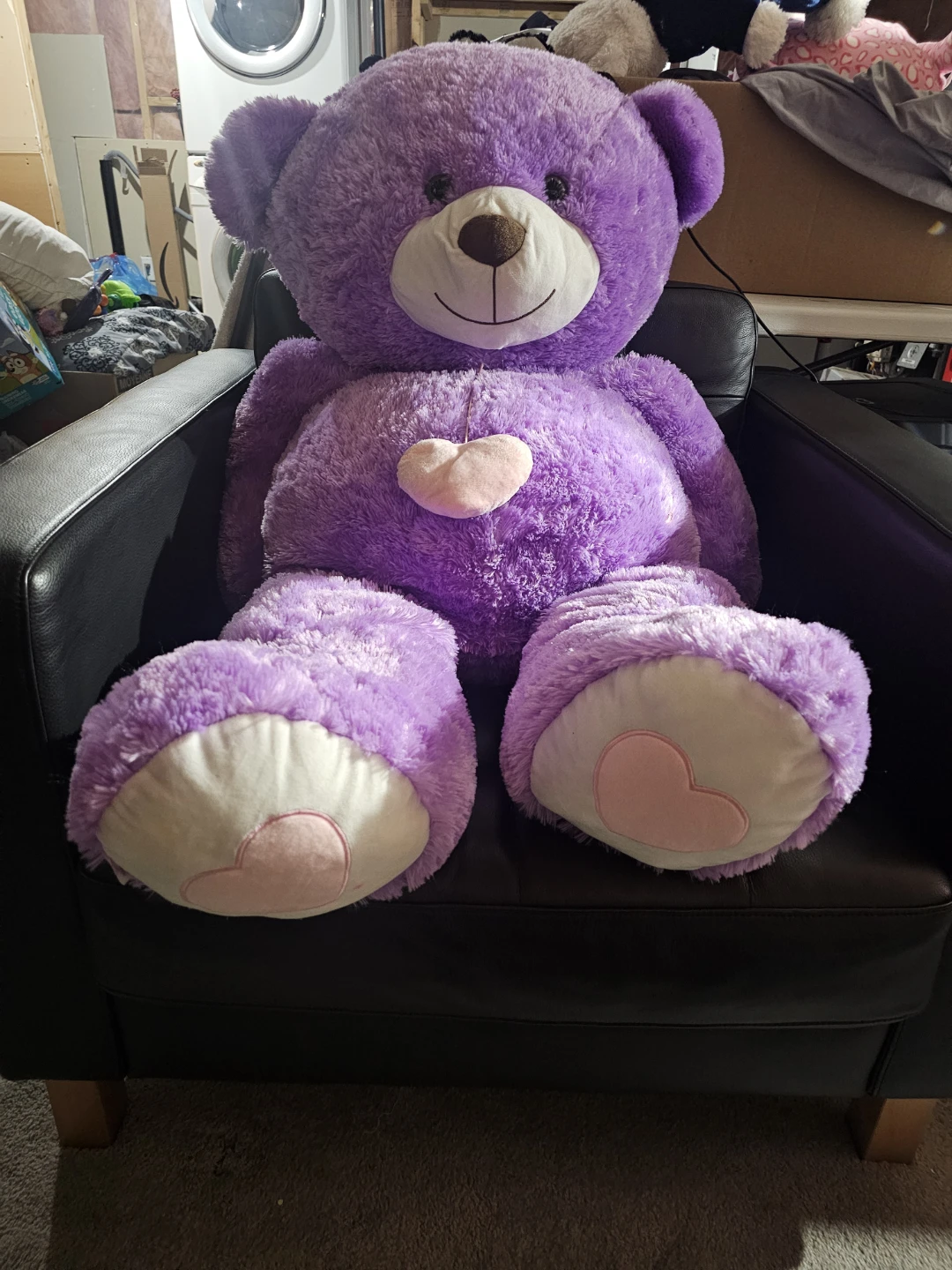 Large Purple Teddy Bear with Heart