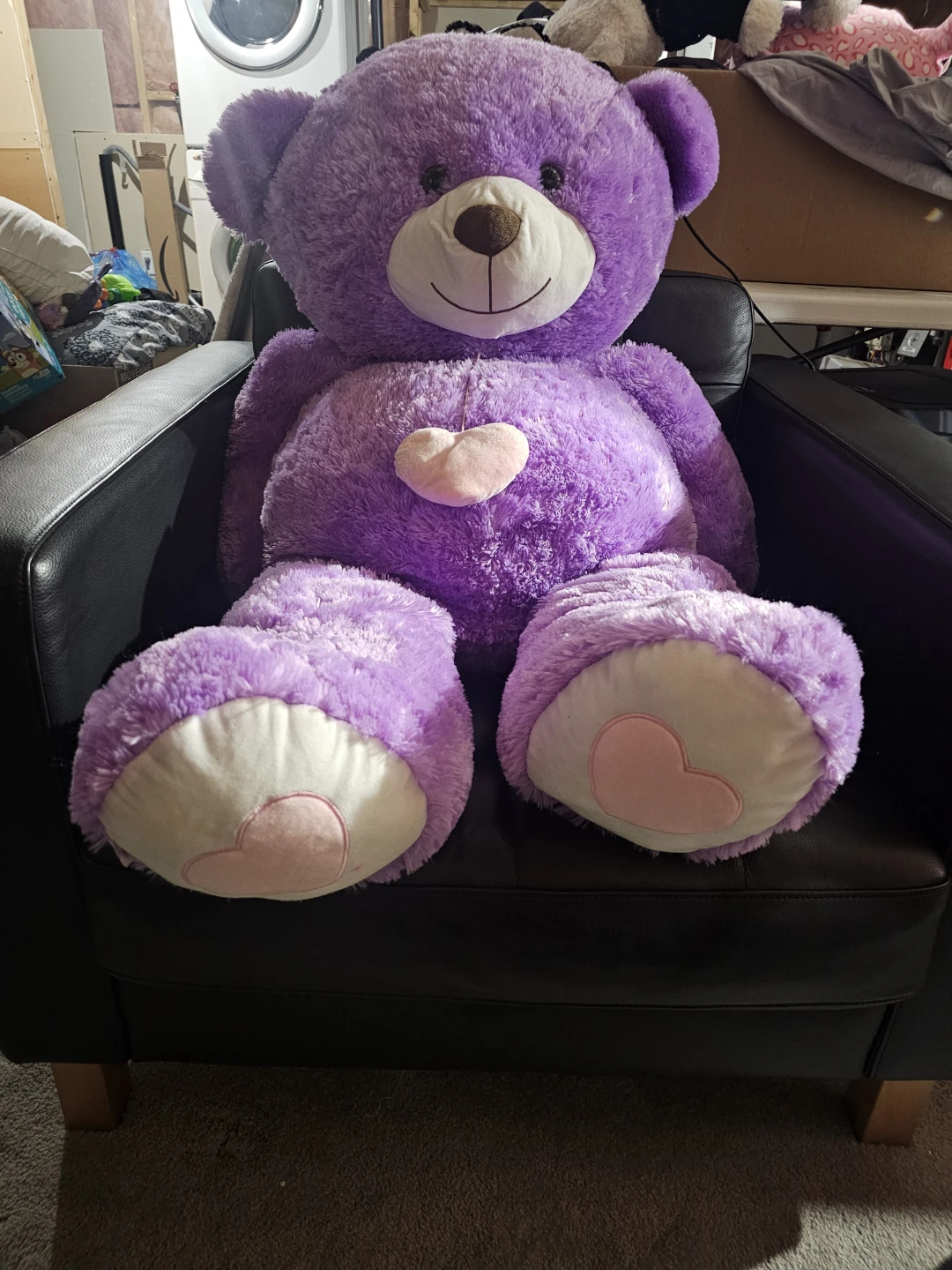 Large Purple Teddy Bear with Heart - photo 2