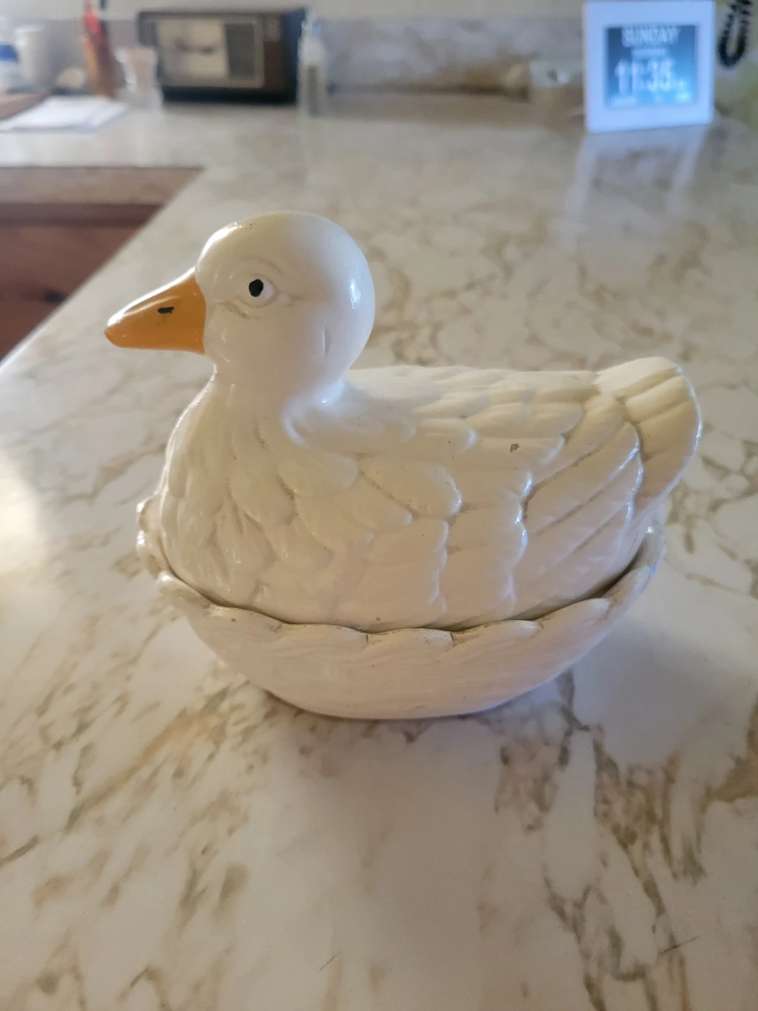 White Ceramic Duck Trinket Dish