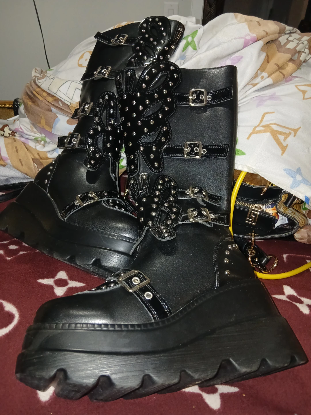Black Studded Platform Boots - photo 5