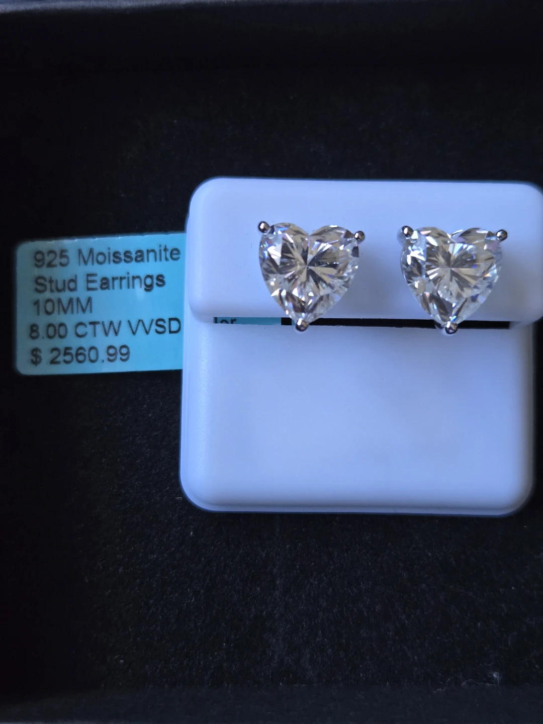8carats Moissanite Heart Stud Earrings 10MM 8.00 CTW VVS - photo 3