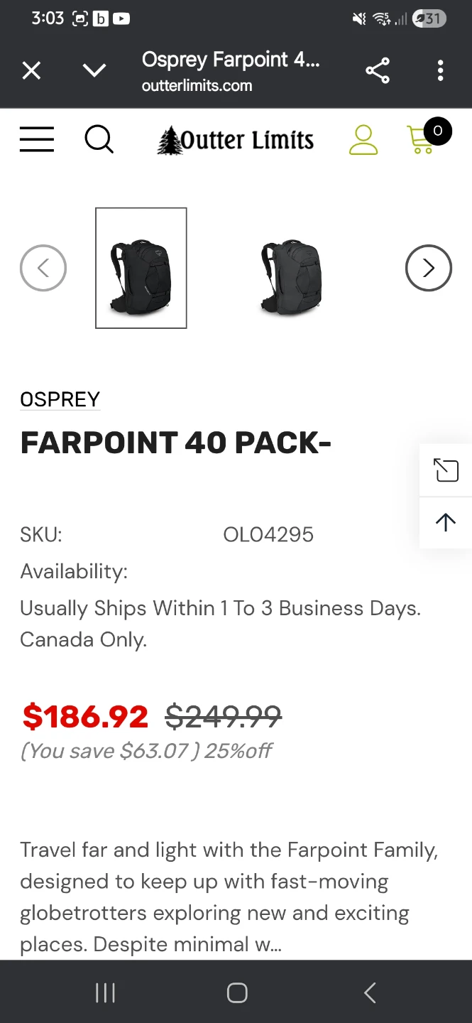 Osprey Farpoint 40 Pack Backpack - photo 2