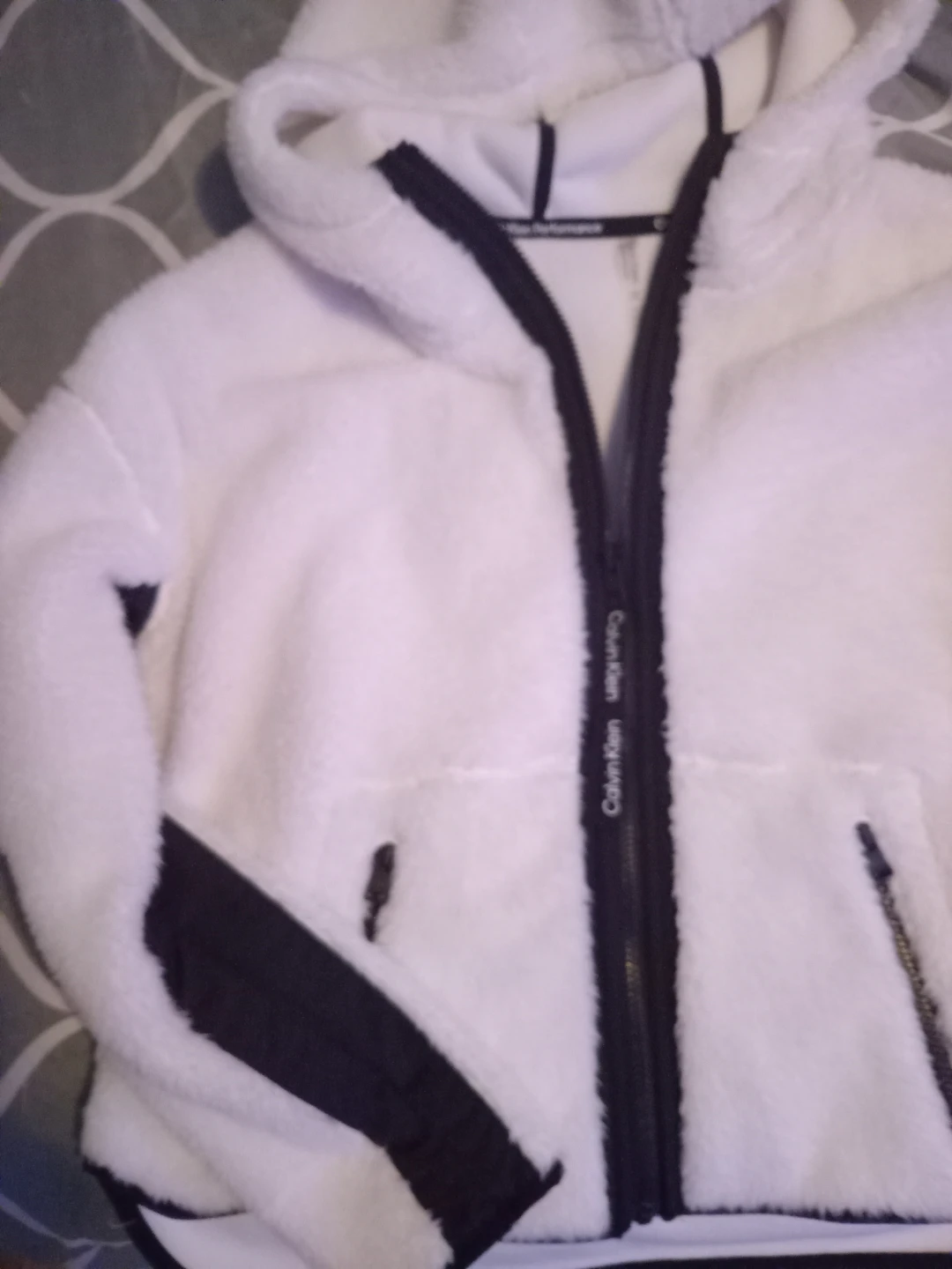 Calvin Klein Performance White Fleece Hooded Jacket L - photo 3