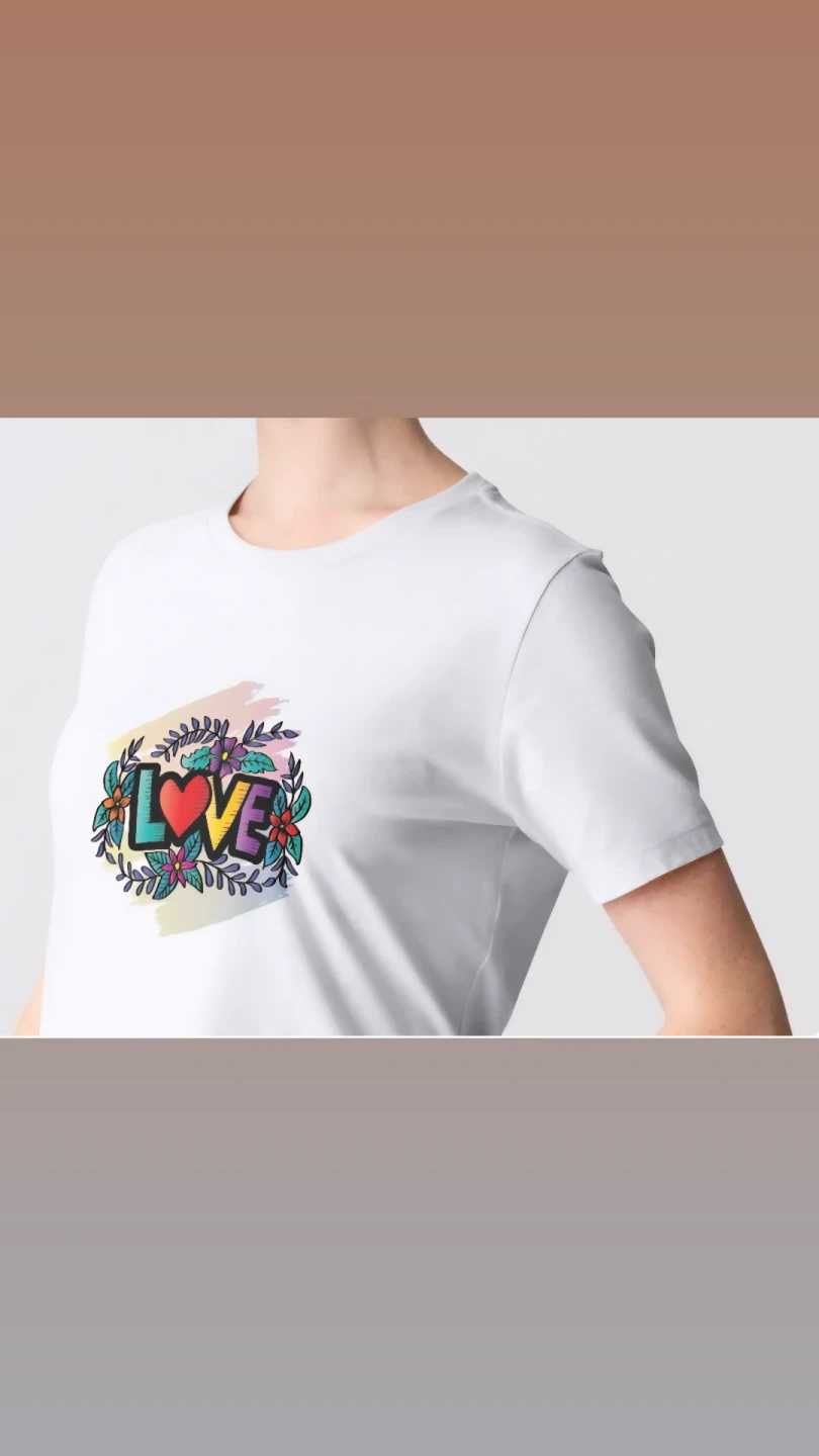 White T-Shirt with "LOVE" Floral Graphic - photo 2