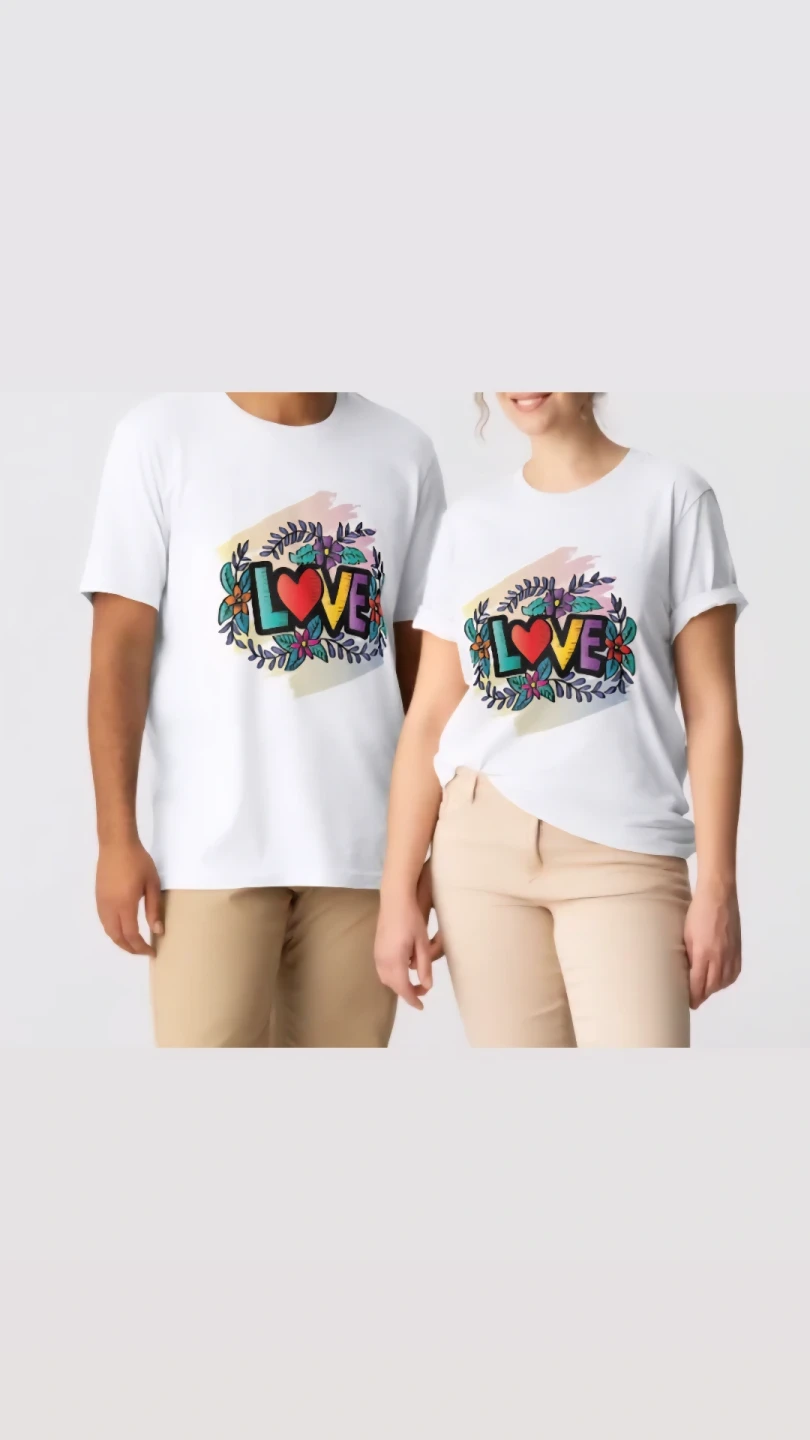 White T-Shirt with "LOVE" Floral Graphic - photo 3