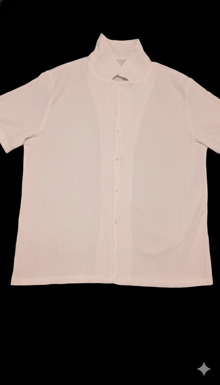 White Textured Lounge Set - Shirt & Pants