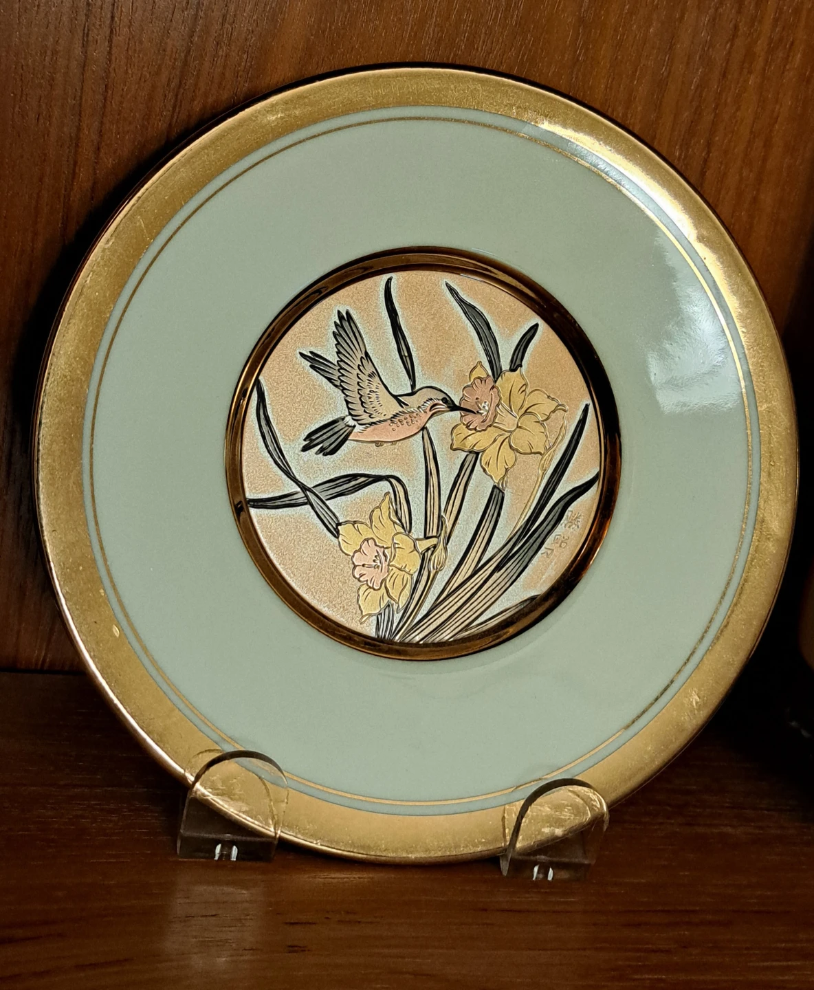 Decorative Plate with Bird and Floral Design
