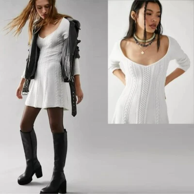 Free people White Cable Knit Sweater Dress - photo 2