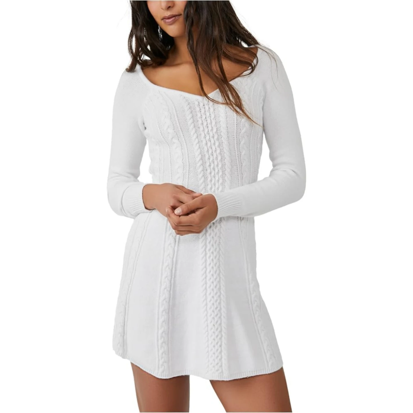Free people White Cable Knit Sweater Dress - photo 3