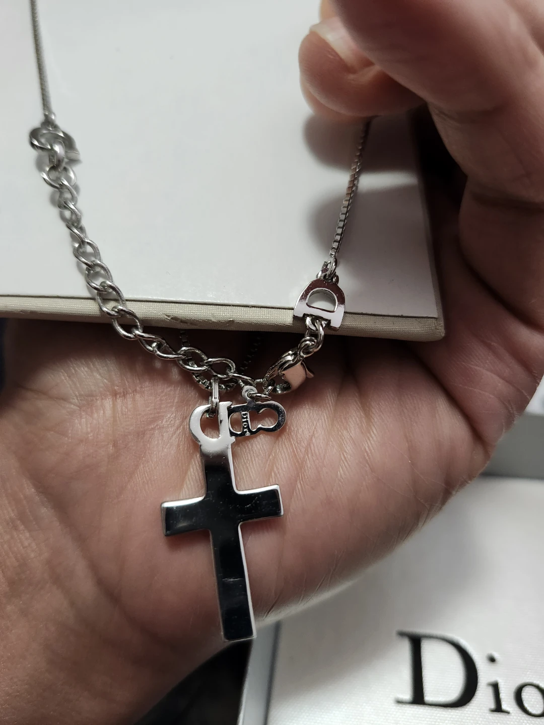 Dior Silver Cross Necklace