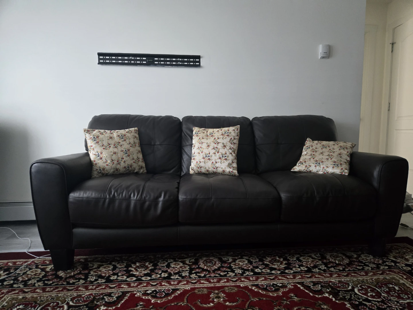 Dark Brown Leather Sofa & Armchair Set