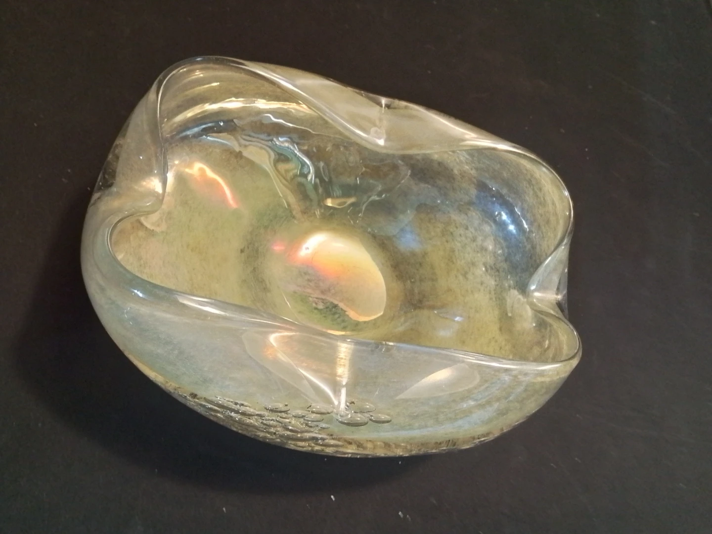 Iridescent Murano Glass Vase Candy Dish 7x3" - photo 2