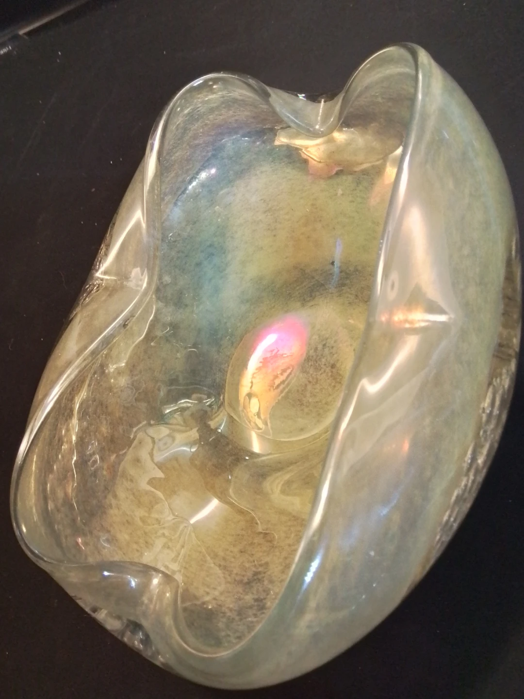 Iridescent Murano Glass Vase Candy Dish 7x3" - photo 5