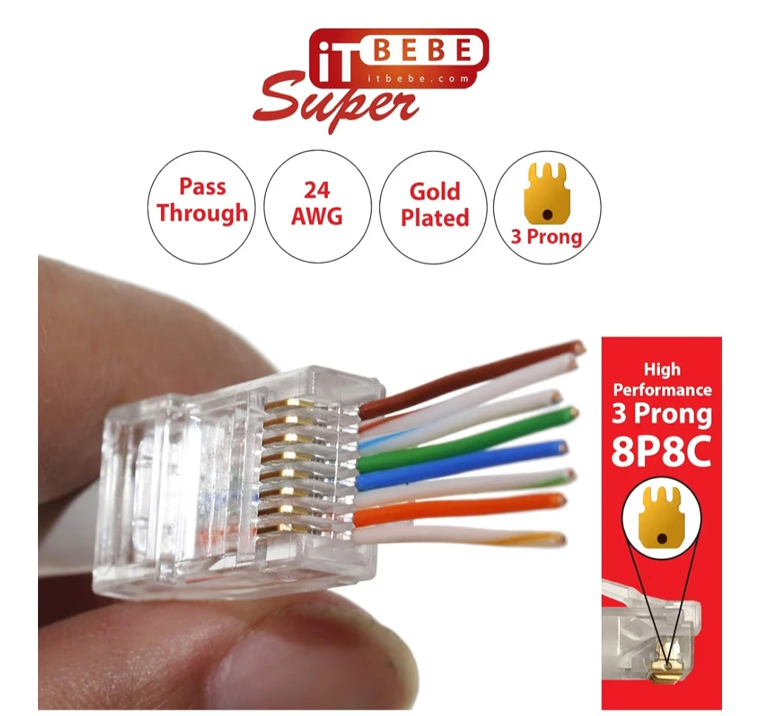 ITBEBE Super RJ45 CAT6 Connectors - 100 Pieces - photo 3