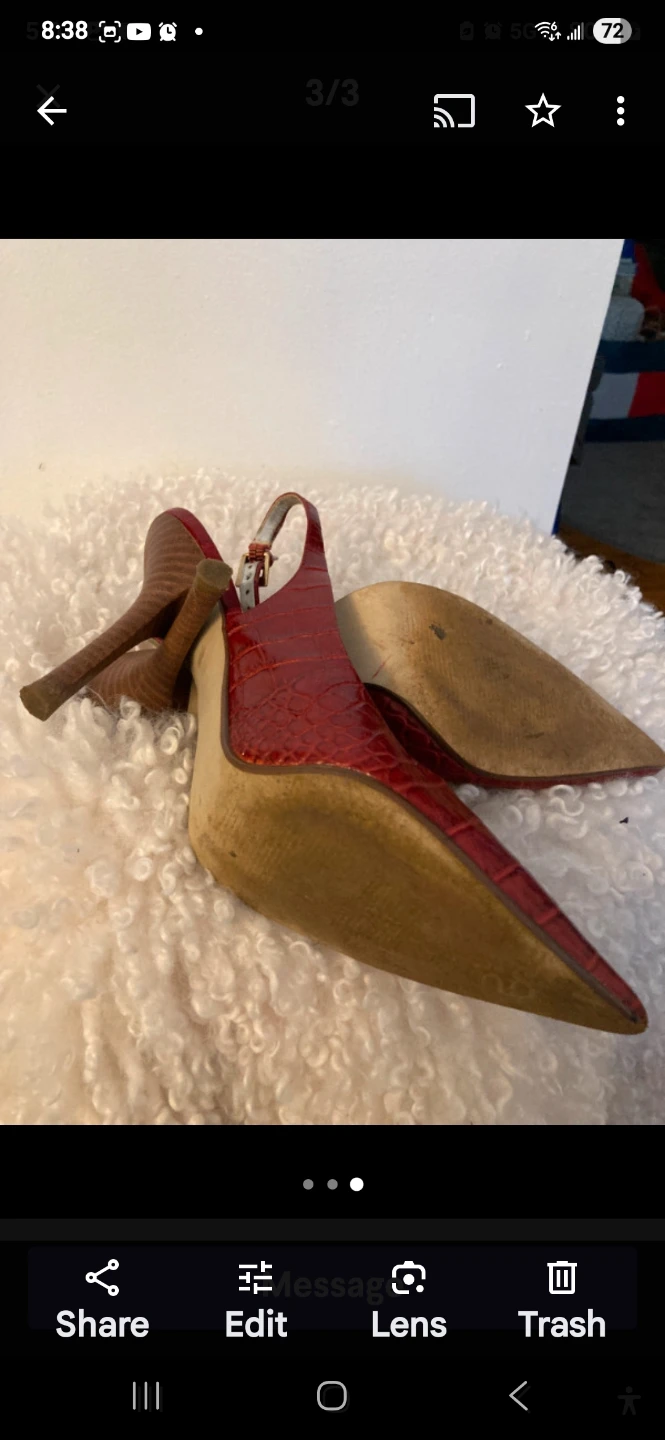 Guess Red Crocodile Embossed Slingback Heels - photo 3