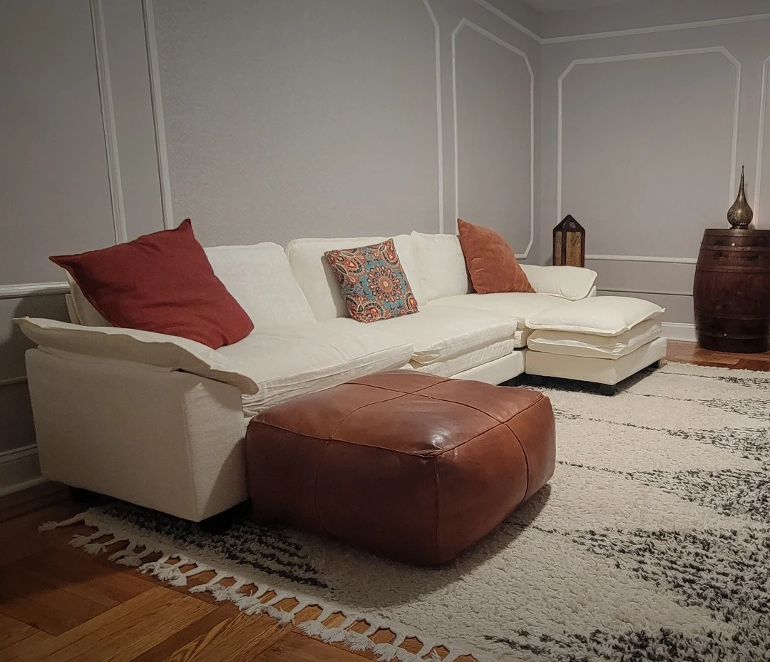 MODULAR Cream Color Cloud Couch with Ottoman