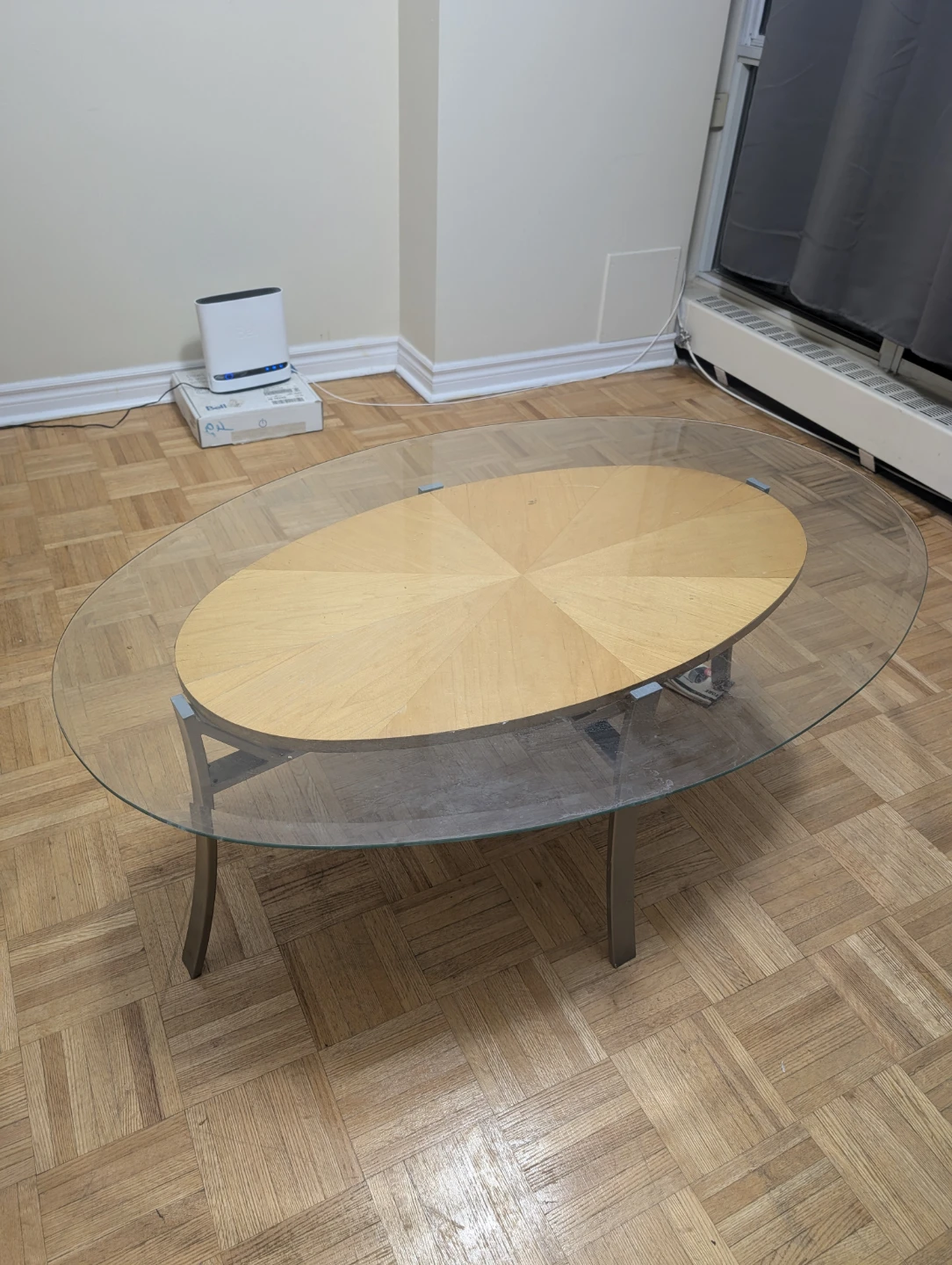 Oval Glass Top Coffee Table