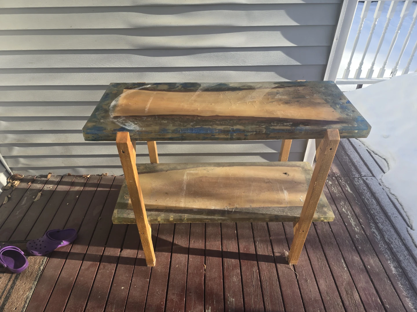 Handmade Resin and Wood Side Table