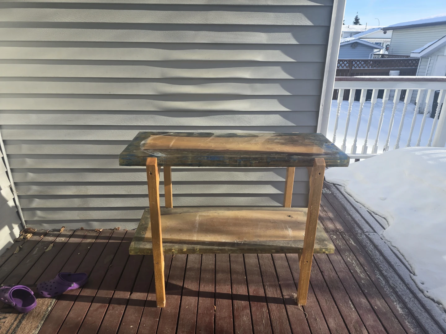 Handmade Resin and Wood Side Table - photo 2