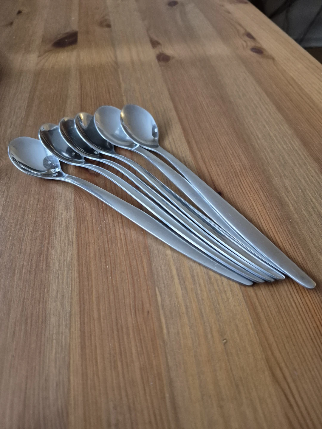 Vintage Midcentury Set of 6 long-handle Teaspoons