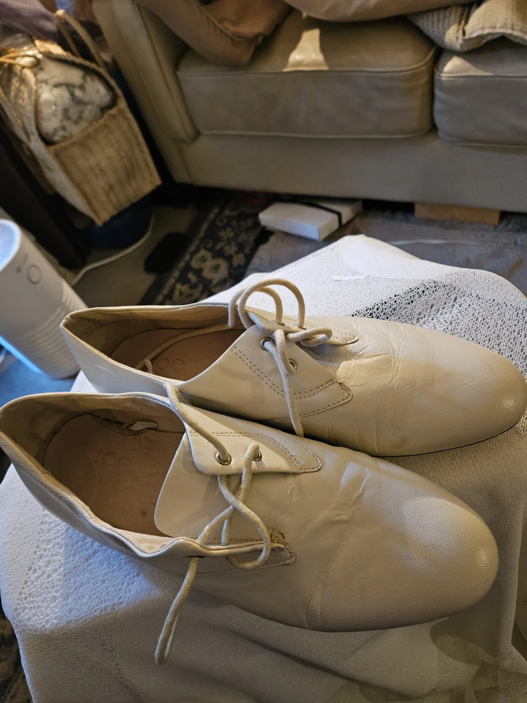 Cream Lace-Up Shoes