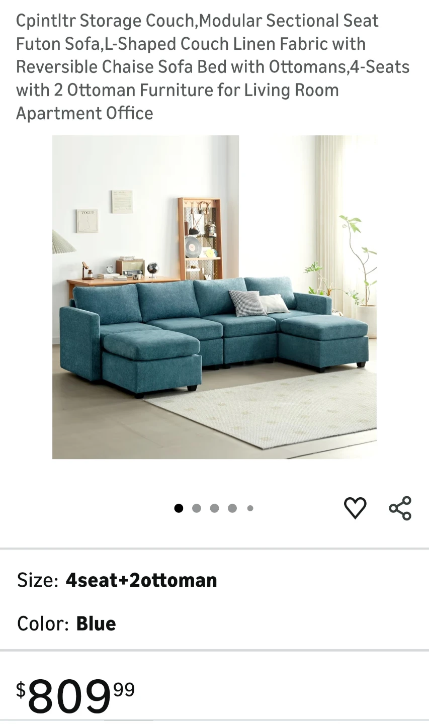 Cpintltr 6-Piece Sectional Sofa - 4 Seat + 2 Ottoman - photo 2