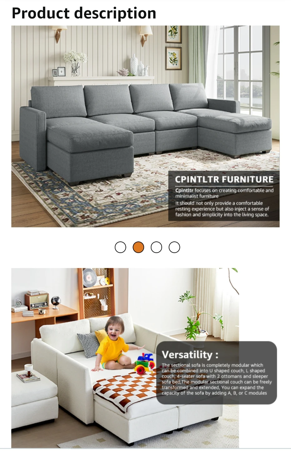Cpintltr 6-Piece Sectional Sofa - 4 Seat + 2 Ottoman - photo 3