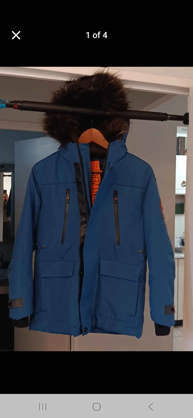 Point Zero Blue Parka Jacket, Size M for Youth