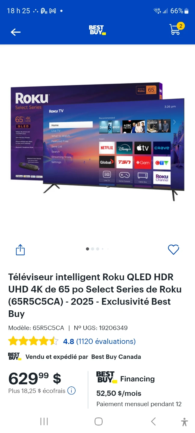 New Roku Select Series 65" 4K QLED TV - photo 2