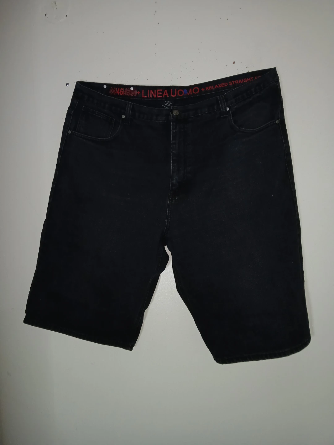 Linea Uomo Relaxed Fit Black Denim Shorts Men's Size 46