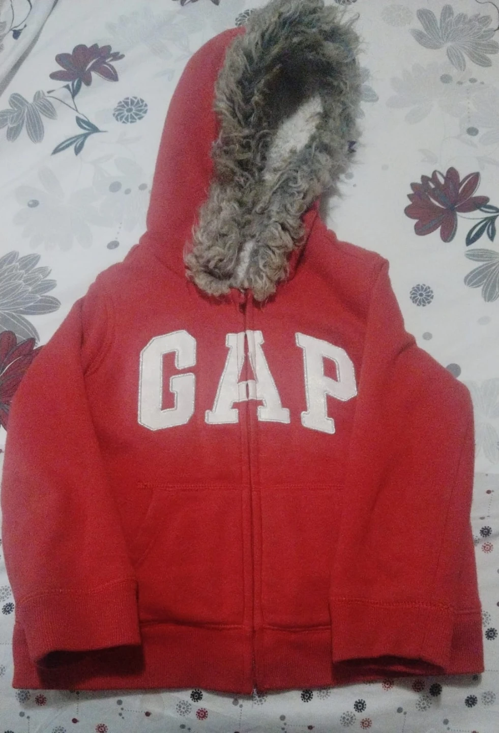 GAP Red Fur Hooded Zip-Up