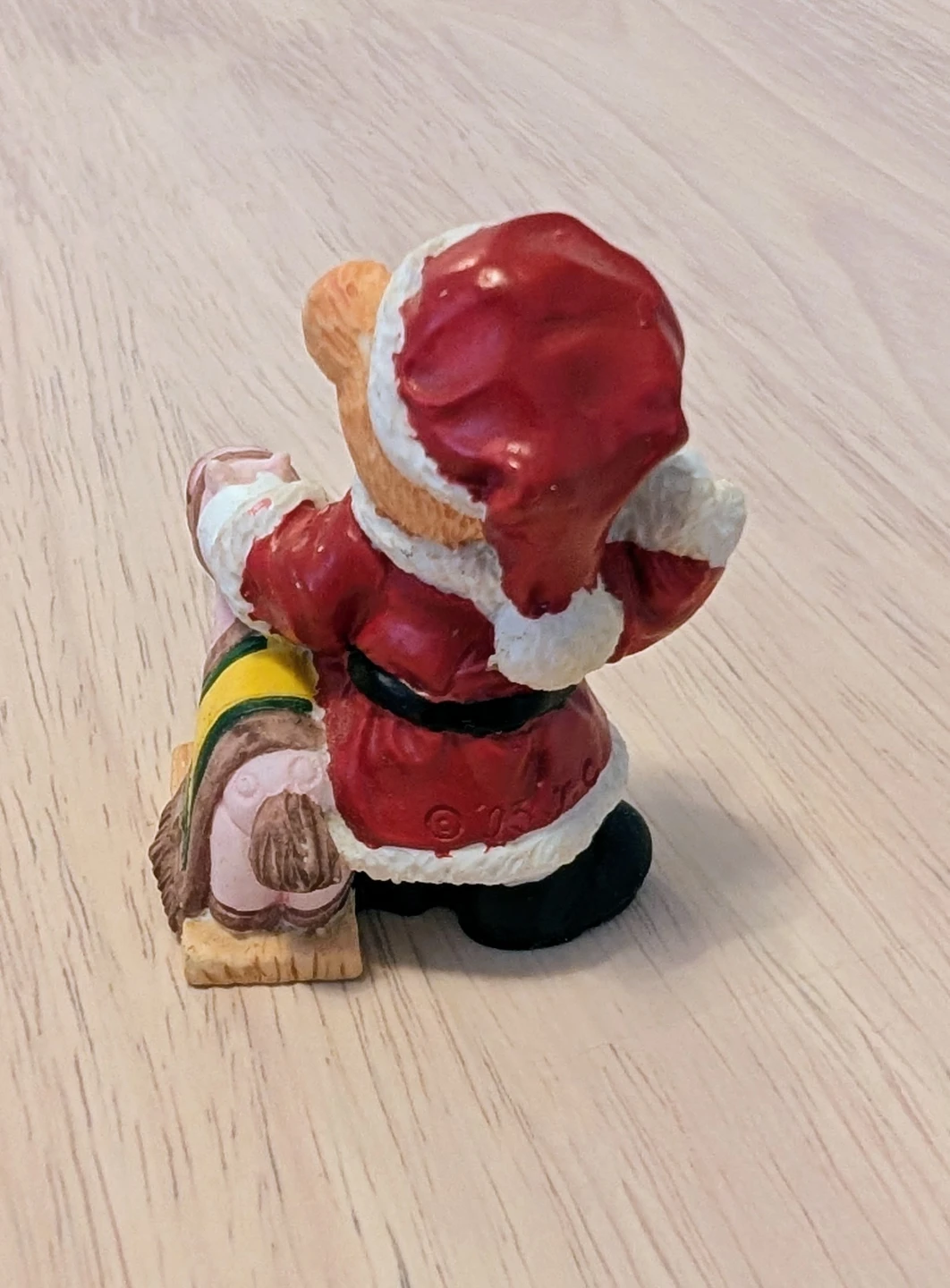 Christmas Teddy Bear Figurine with Rocking Horse - photo 2