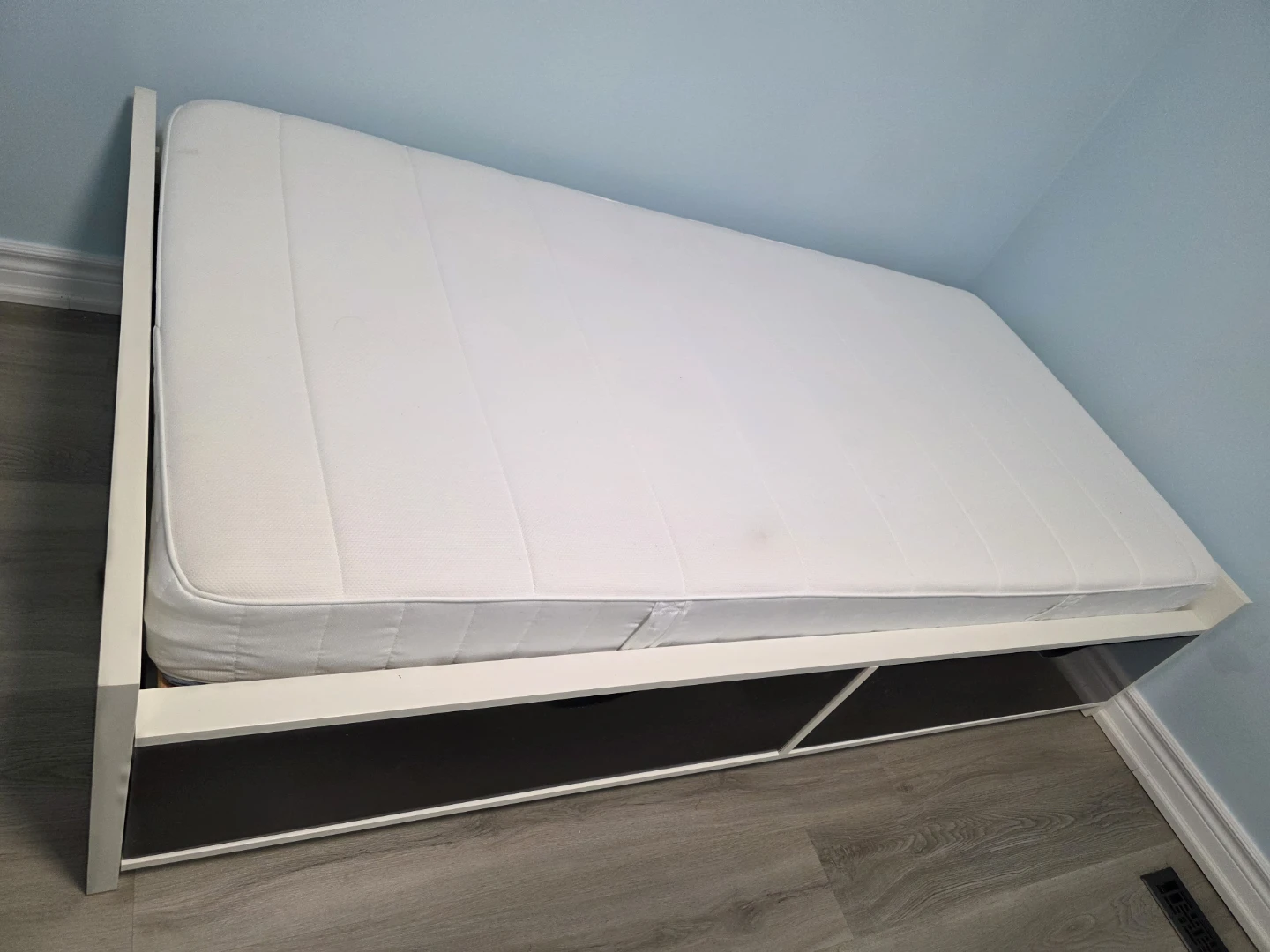 IKEA Twin Bed Frame with Storage Drawers and Mattress