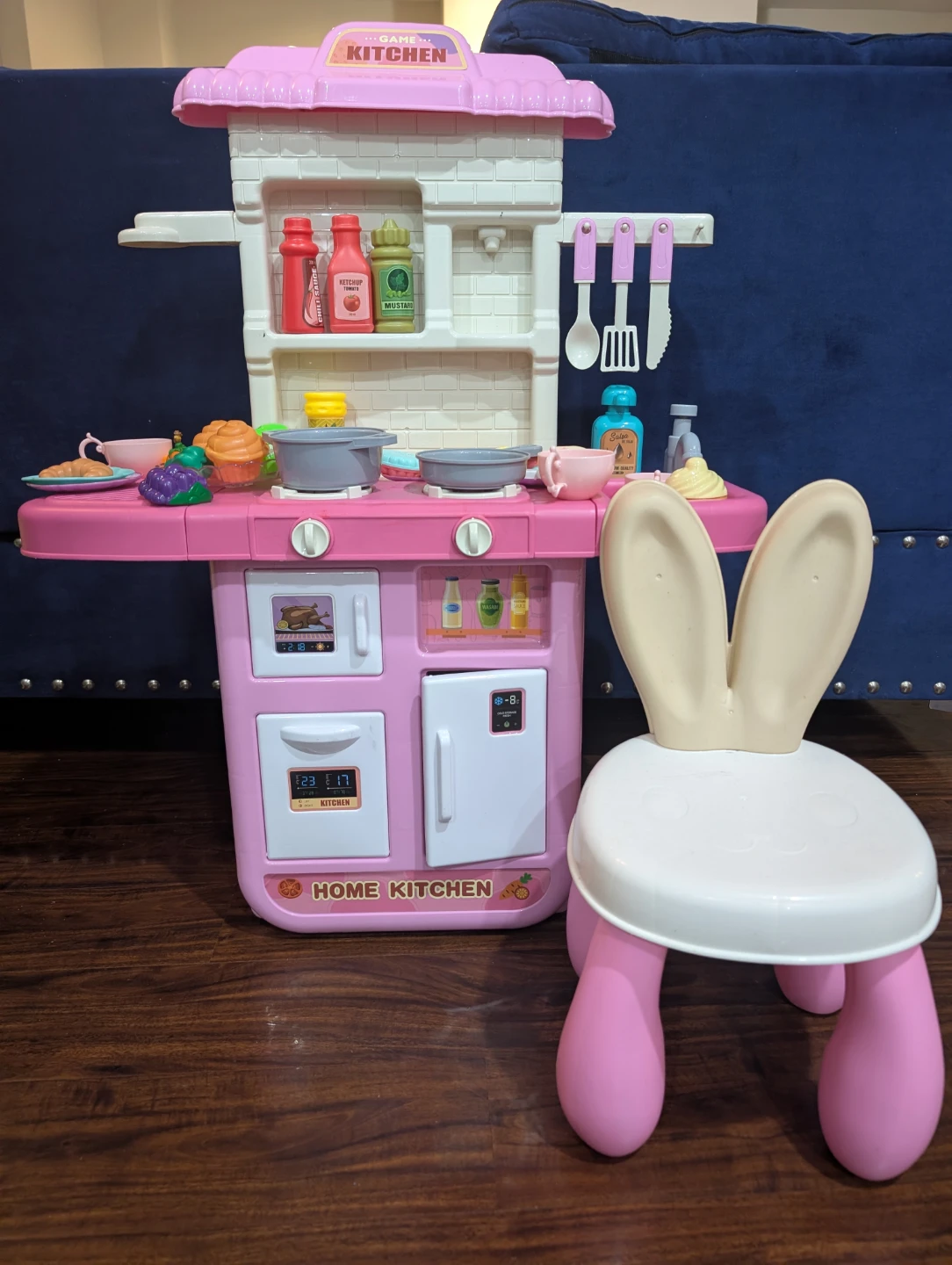Pink Toy Kitchen Set with chair