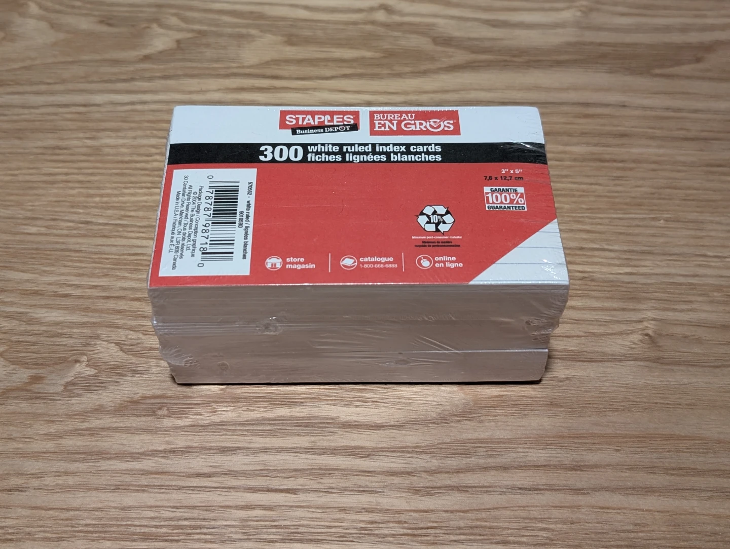 NEW: Staples 300 White Ruled Index Cards 3" x 5"