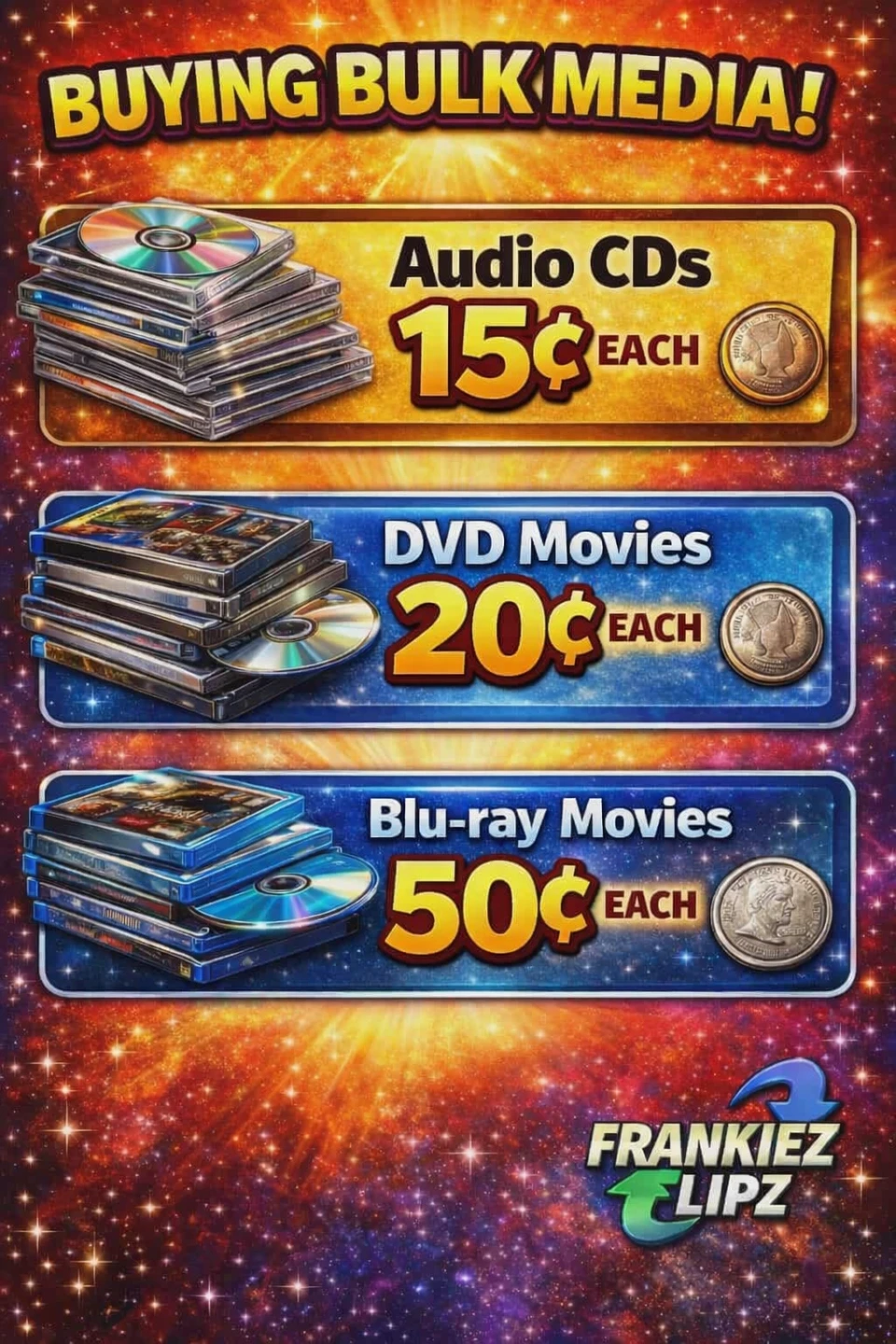 Buying Bulk Media: Audio CDs, DVDs, Blu-ray Movies