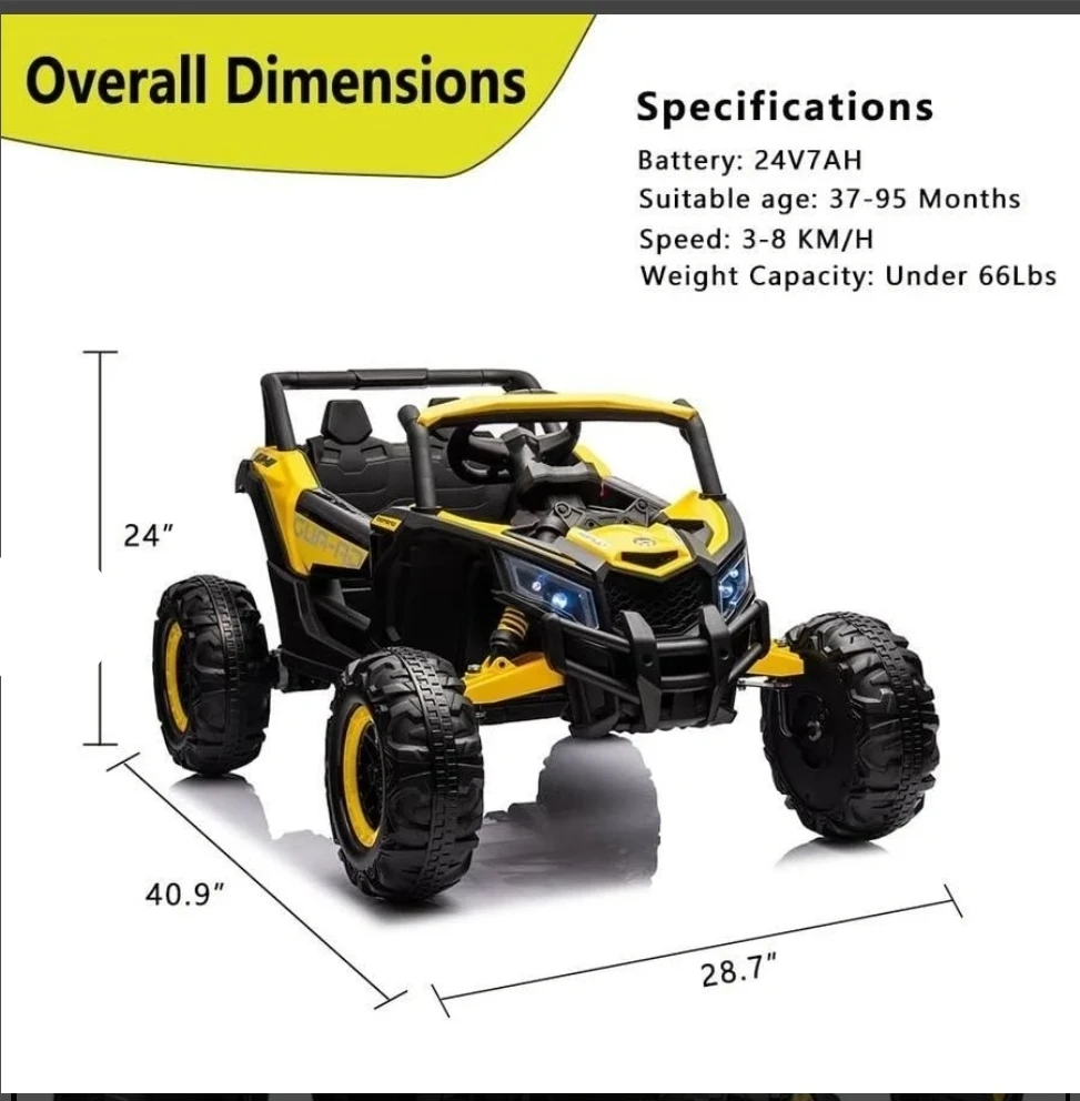 Kids Ride On Car - Yellow/Black - 24V - photo 4