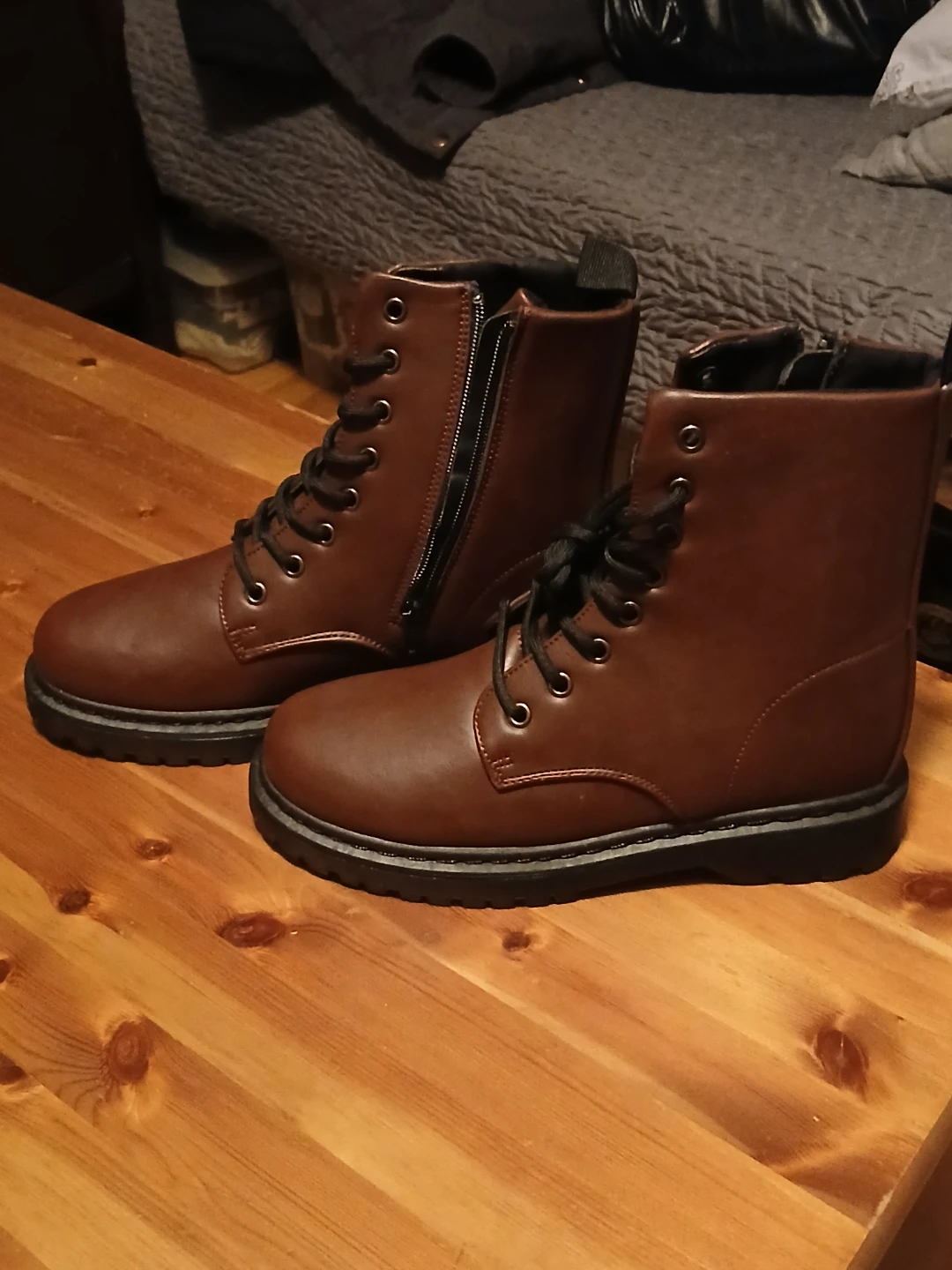 Ardene burgundy Combat Boots, Size 8