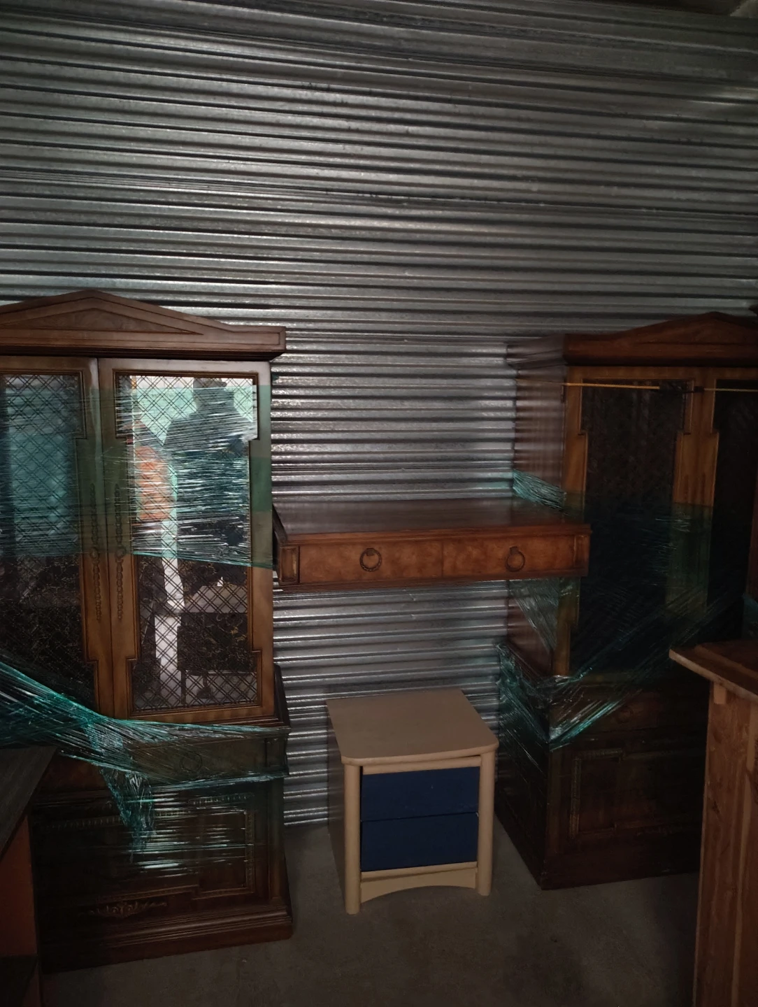 Vintage Brown Wooden Hutch with middle drawer and mirror - photo 3