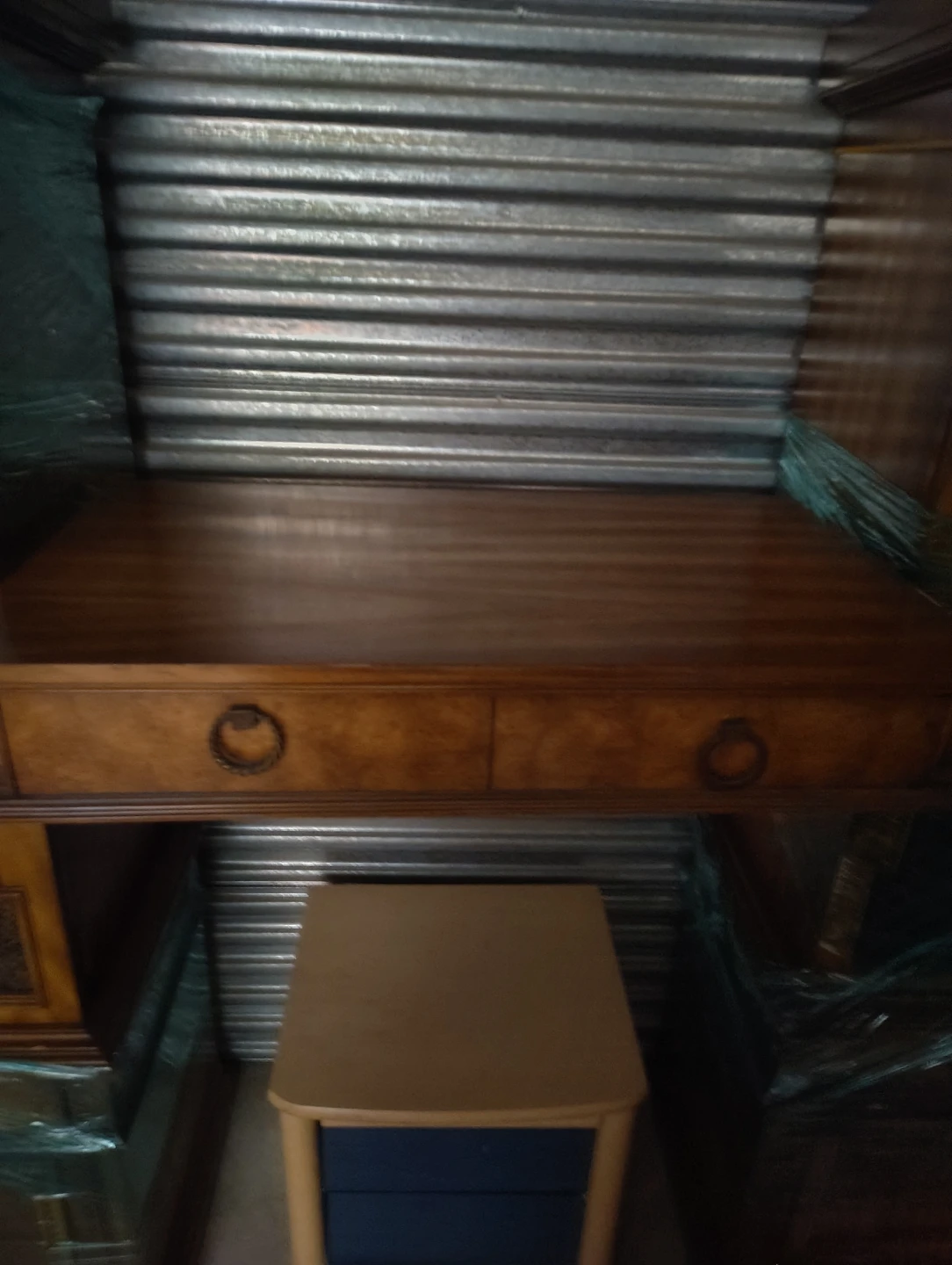 Vintage Brown Wooden Hutch with middle drawer and mirror - photo 4