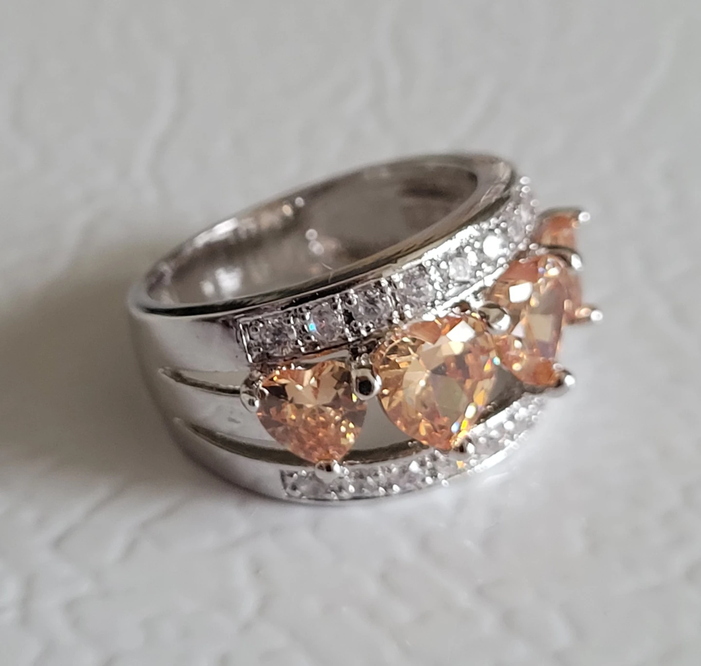 ♥️ Fashion Ring Morganite Color Stone