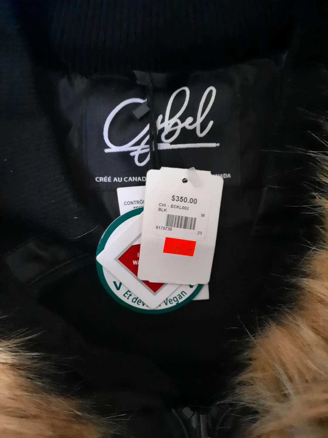 Brand New Cibel Black Faux Fur Hood Winter Coat Size M - photo 2