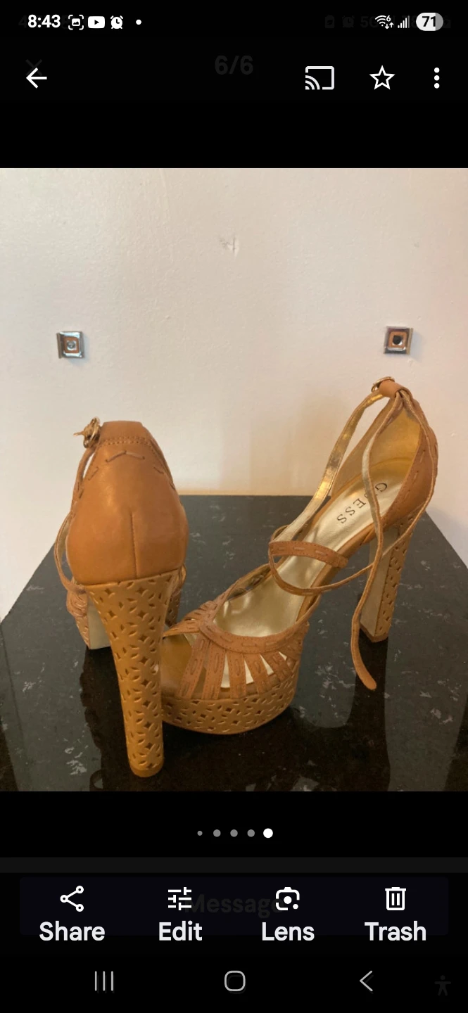 Guess Tan Leather Strappy Platform Heels - photo 5