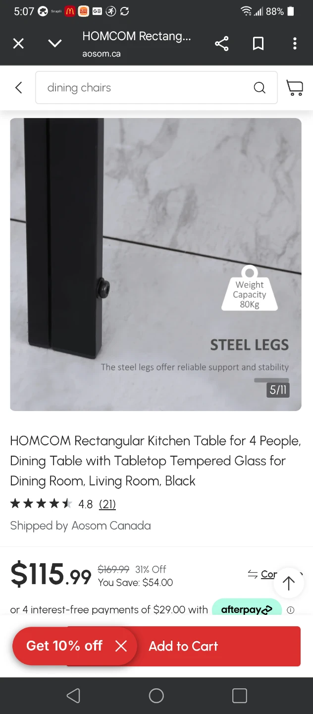 🧡NEW BLACK DINING KITCHEN TEMPERED GLASS TABLE - photo 4