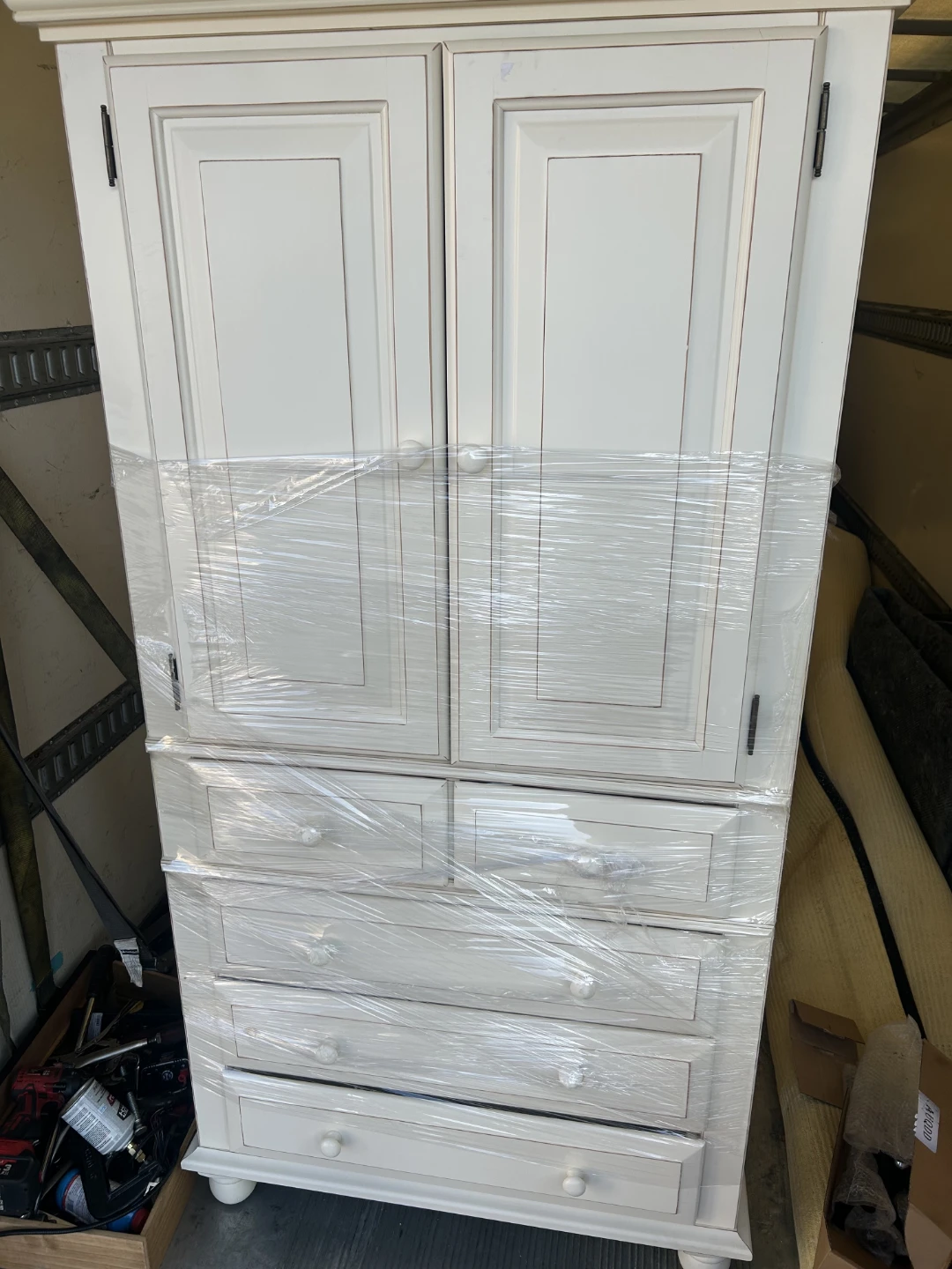 Antique White Wardrobe Cabinet