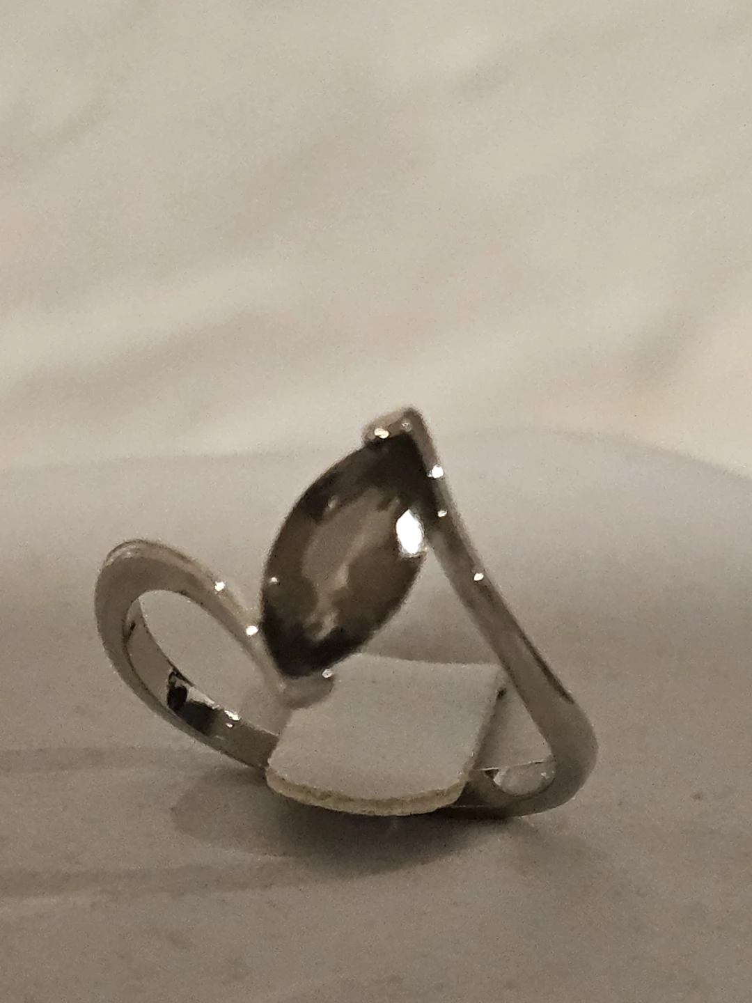 Silver Marquise Cut Gemstone Ring Smoky Quartz