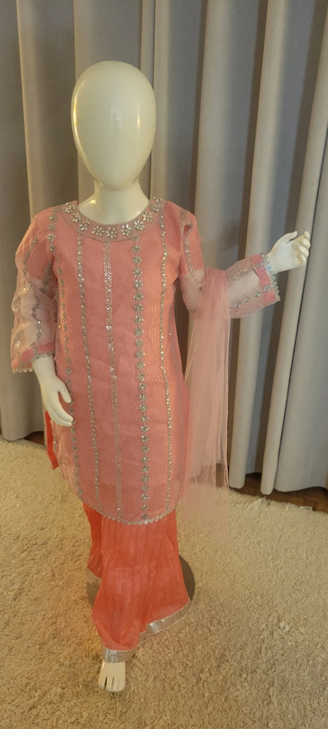Kids' Sequined Kurti and Palazzo Pants Set
