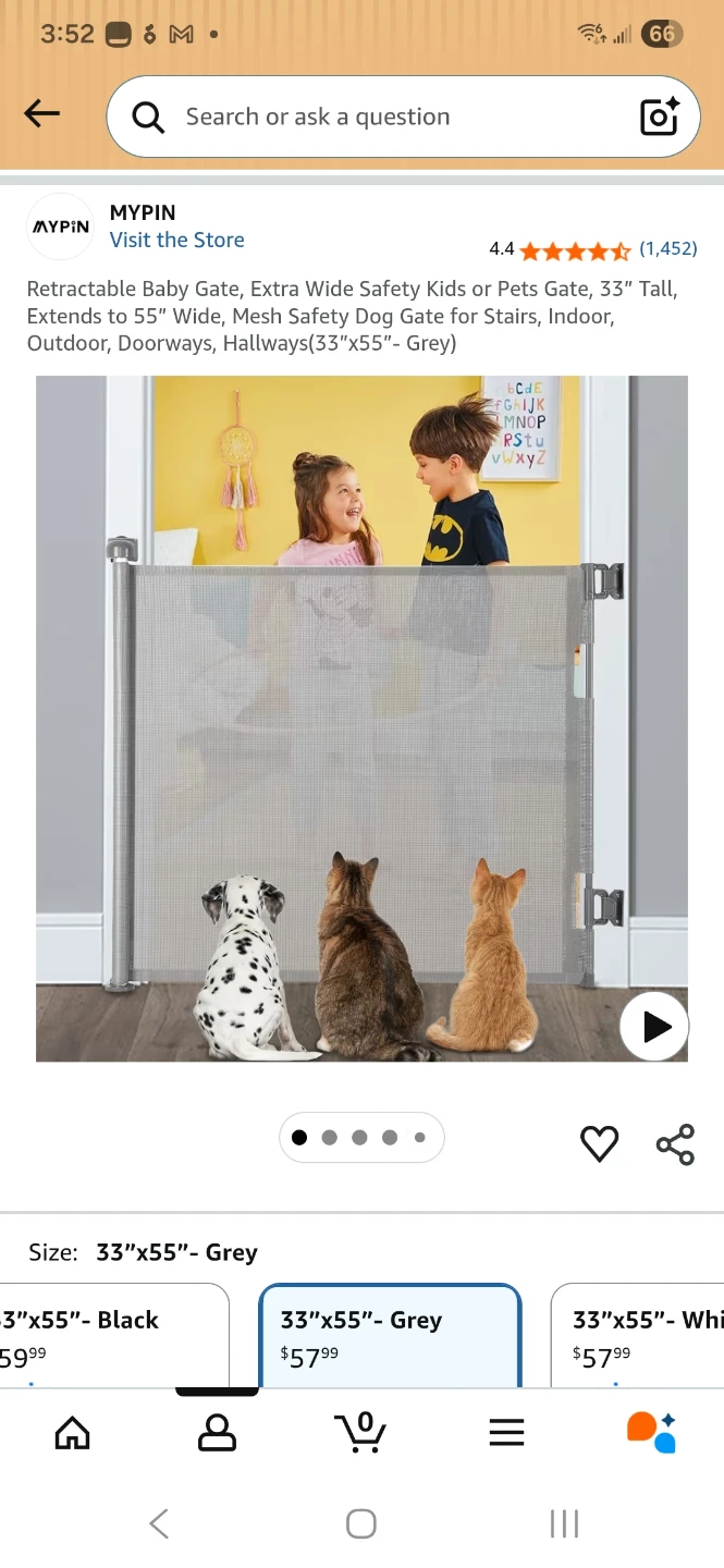 Retractable Baby Gate - Grey - photo 2