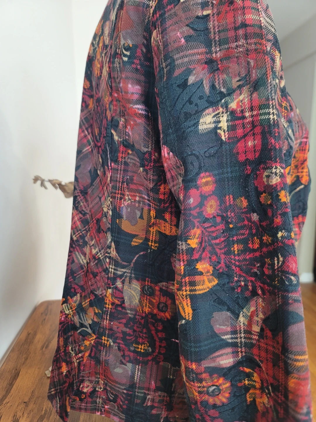 Coldwater Creek Women's Blazer P12 Plaid Floral Print vintage - photo 3
