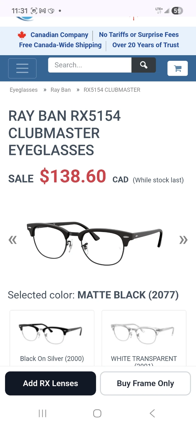 Ray-Ban Clubmaster  Black eyeglasses
